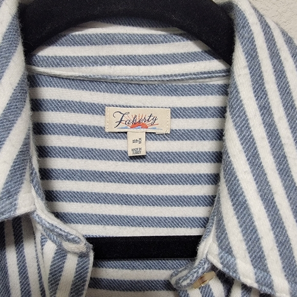 Faherty Navy Blazer Stripe Legend Sweater Shirt Cozy - Picture 4 of 9